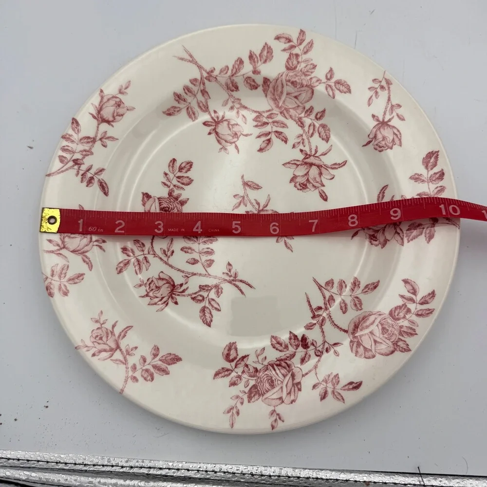 Churchill Antique Rose Dinner Plate Vintage Pink Red Floral Made in England 10in